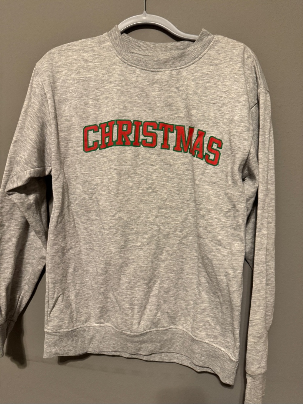 Others Follow Gray Sweatshirt with Red & Green CHRISTMAS Graphic